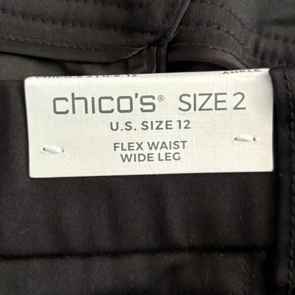 NEW Chicos Size 2 US 12 Flex Waist Wide Leg Pants Black - Picture 4 of 5